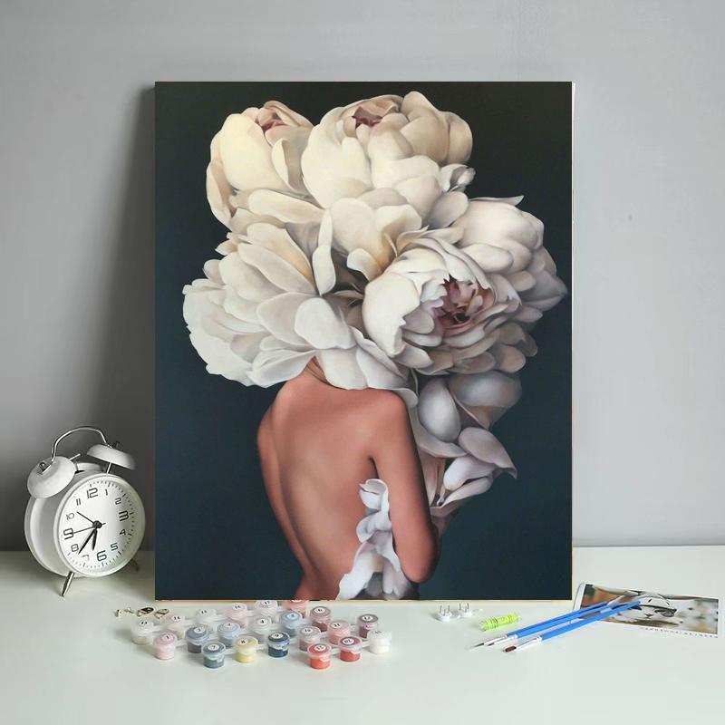 Ivory Bloom Silhouette - 40x50 cm paint by numbers kit