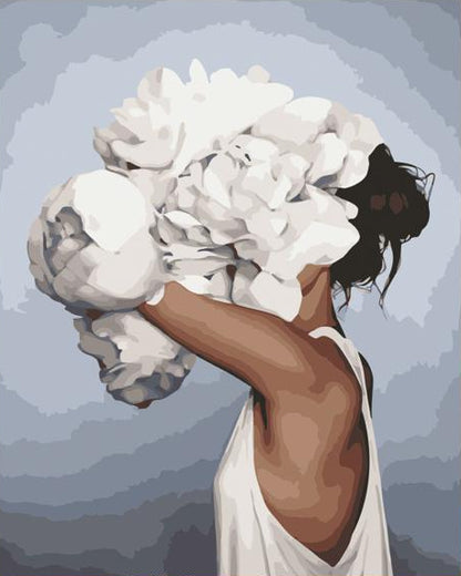 Embrace of White Peonies - 40x50 cm paint by numbers kit