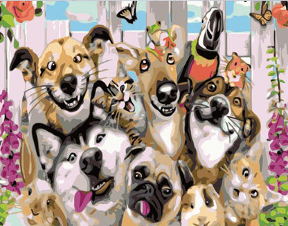 Happy Dog Selfie - 40x50 cm paint by numbers kit