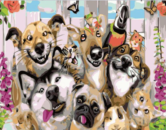 Happy Dog Selfie - 40x50 cm paint by numbers kit