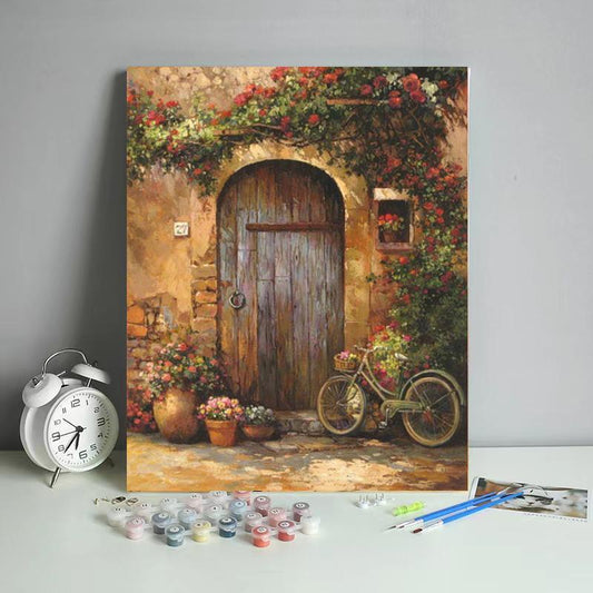 Bicycle by the Garden Door - 40x50 cm paint by numbers kit