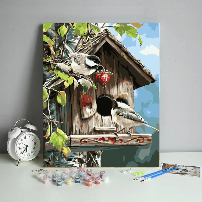Birdhouse Visitors - 40x50 cm paint by numbers kit