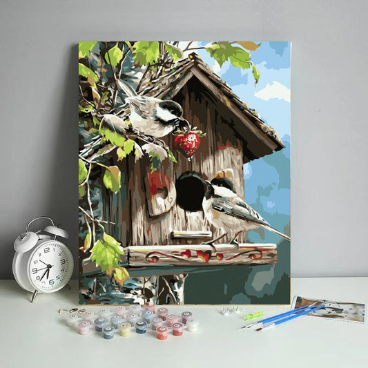 Birdhouse Visitors - 40x50 cm paint by numbers kit