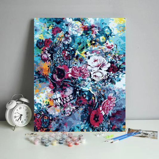 Blooming Skull Symphony - 40x50 cm paint by numbers kit