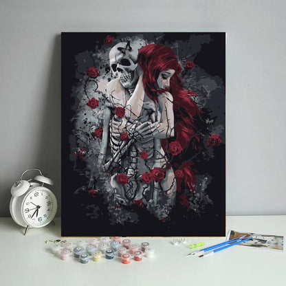Rosebound Skeleton Embrace - 40x50 cm paint by numbers kit
