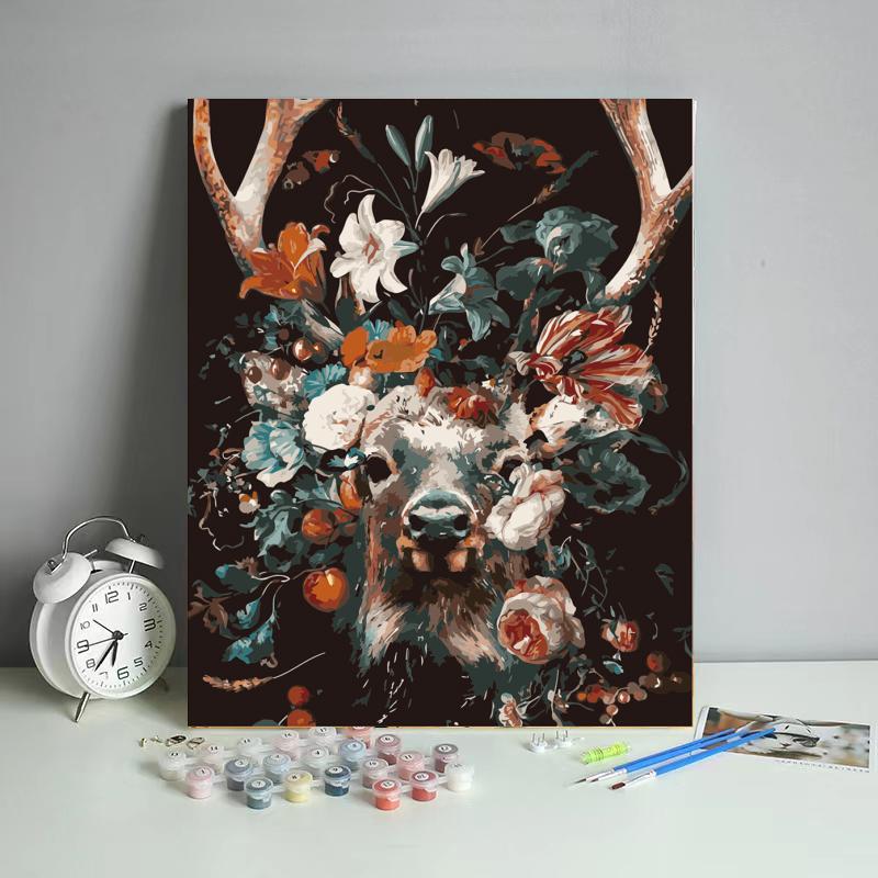 Floral Crown Stag - 40x50 cm paint by numbers kit