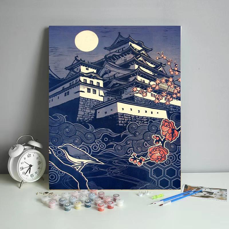 Moonlit Japanese Castle - 40x50 cm paint by numbers kit