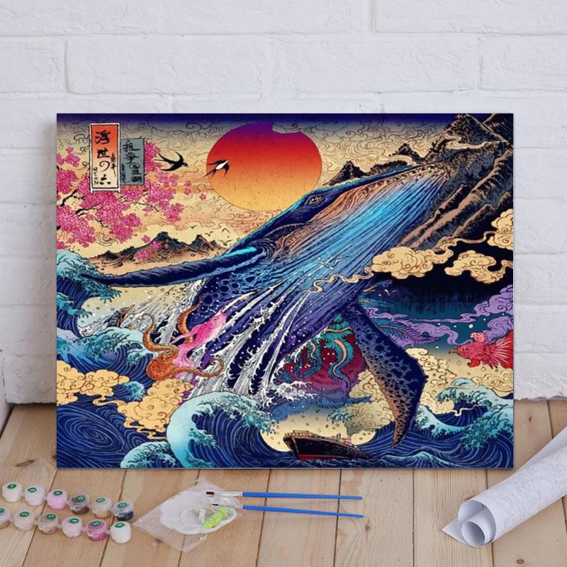 Whale of the Rising Sun - 40x50 cm paint by numbers kit