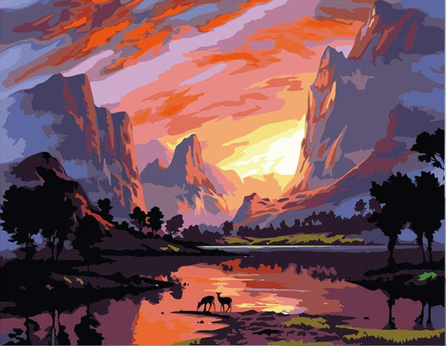 Valley Sunset Reflection - 40x50 cm paint by numbers kit
