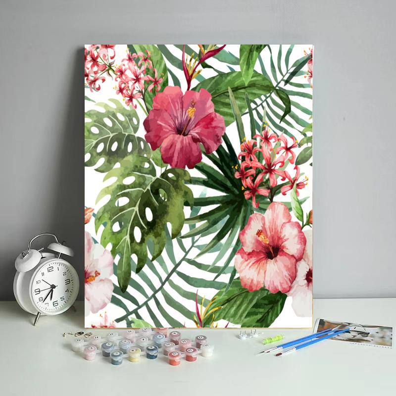 Tropical Hibiscus Leaves - 40x50 cm paint by numbers kit