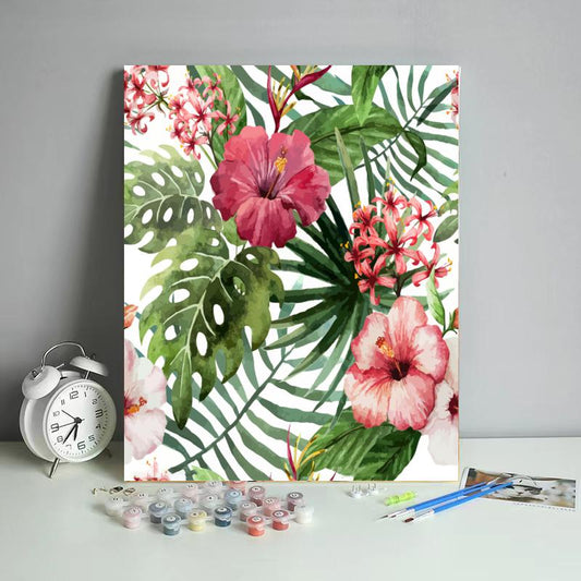 Tropical Hibiscus Leaves - 40x50 cm paint by numbers kit