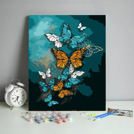 Turquoise Butterfly Flight - 40x50 cm paint by numbers kit