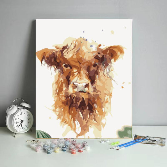 Watercolor Highland Cow - 40x50 cm paint by numbers kit