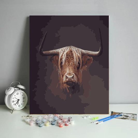 Highland Bull in Shadow - 40x50 cm paint by numbers kit