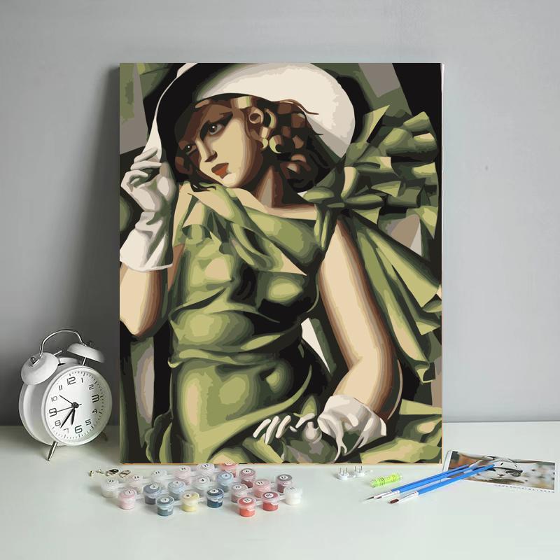 Vintage Lady in Green - 40x50 cm paint by numbers kit
