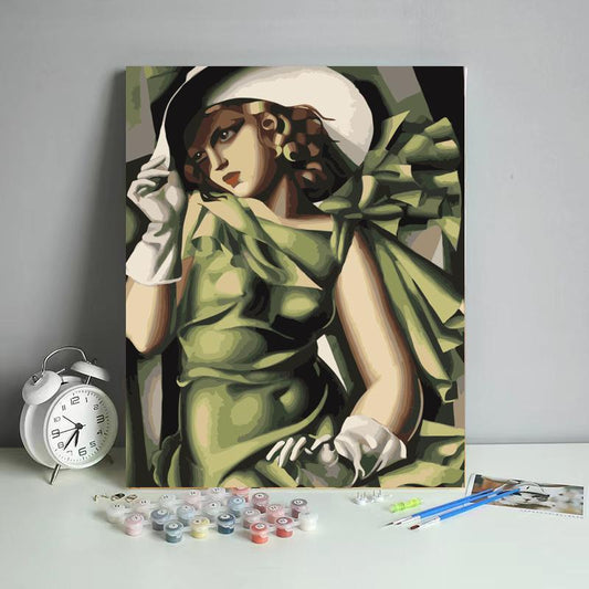 Vintage Lady in Green - 40x50 cm paint by numbers kit