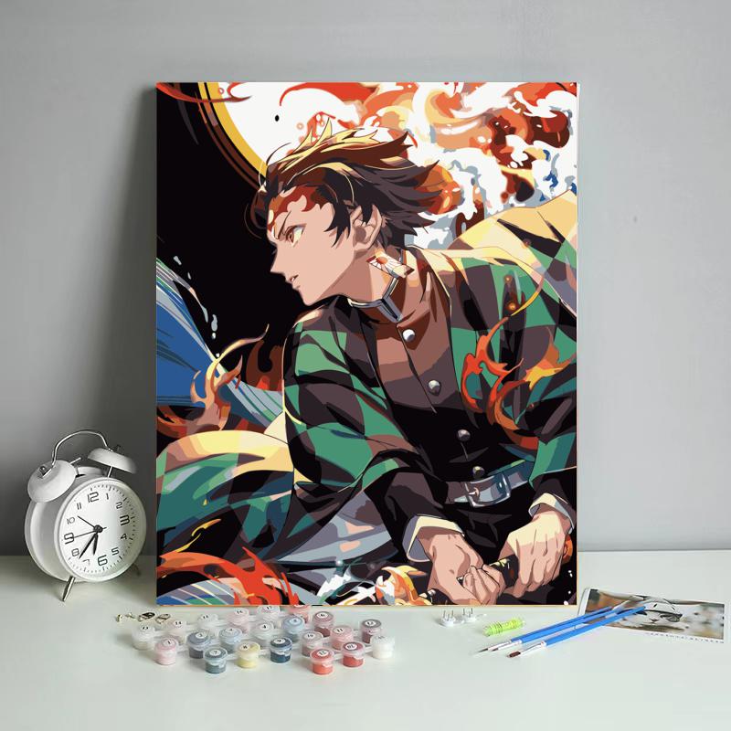 Flame Swordsman - 40x50 cm paint by numbers kit