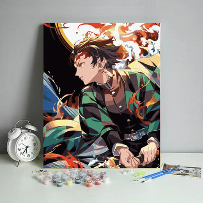 Flame Swordsman - 40x50 cm paint by numbers kit