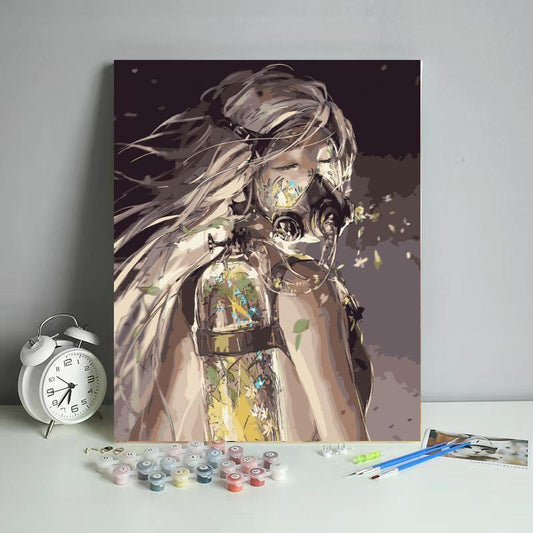 Gas Mask Survivor - 40x50 cm paint by numbers kit