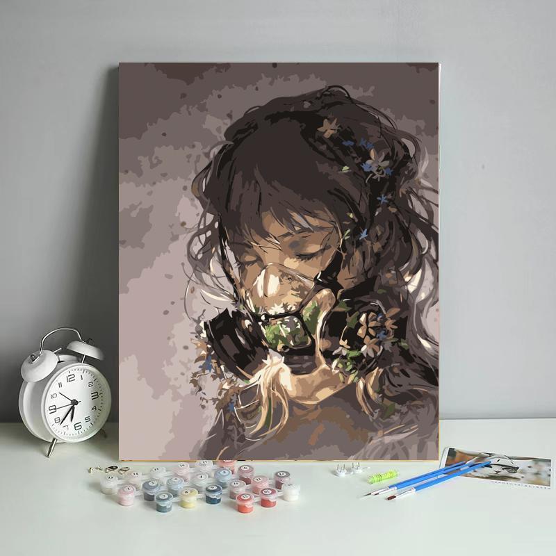 Floral Gas Mask - 40x50 cm paint by numbers kit