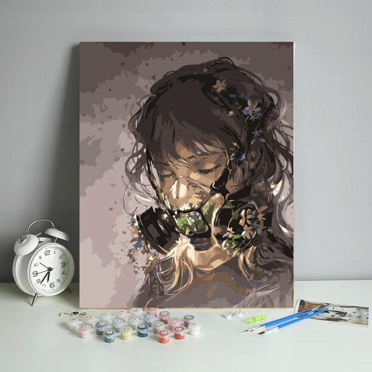 Floral Gas Mask - 40x50 cm paint by numbers kit