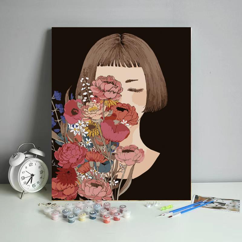 Flowers in Her Thoughts - 40x50 cm paint by numbers kit
