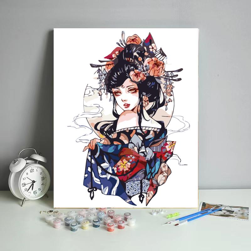 Elegant Kimono Beauty - 40x50 cm paint by numbers kit