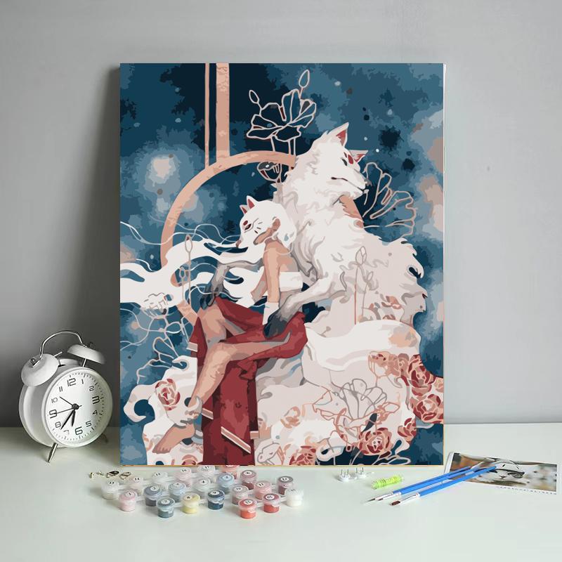 Moonlit White Wolf - 40x50 cm paint by numbers kit