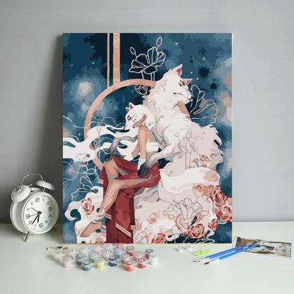 Moonlit White Wolf - 40x50 cm paint by numbers kit