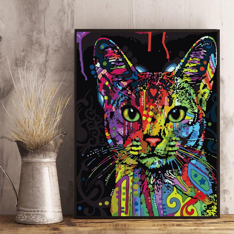 Neon Cat Portrait - 40x50 cm paint by numbers kit