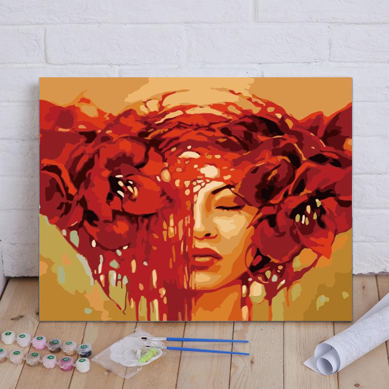 Crimson Floral Muse - 40x50 cm paint by numbers kit