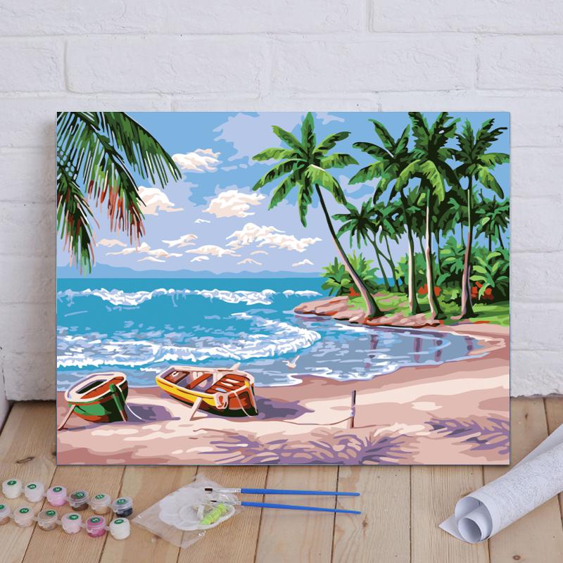 Tropical Shore Boats - 40x50 cm paint by numbers kit