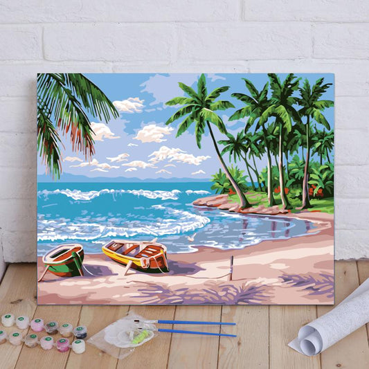 Tropical Shore Boats - 40x50 cm paint by numbers kit