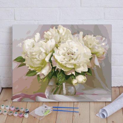 White Peony Bouquet - 40x50 cm paint by numbers kit