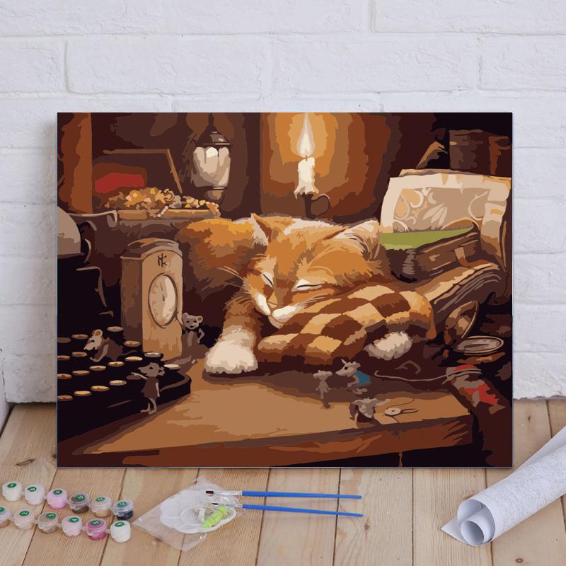 Cozy Sleeping Cat - 40x50 cm paint by numbers kit