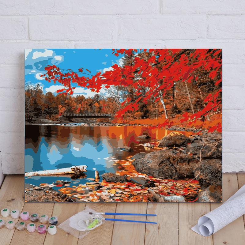 Crimson Autumn Lake - 40x50 cm paint by numbers kit