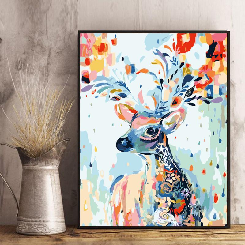 Colorful Deer Portrait - 40x50 cm paint by numbers kit