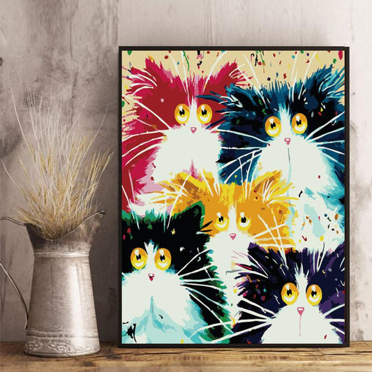 Colorful Cat Crew - 40x50 cm paint by numbers kit