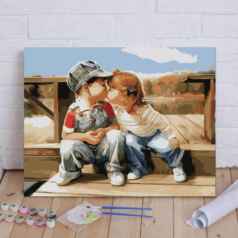 Brotherly Kiss - 40x50 cm paint by numbers kit