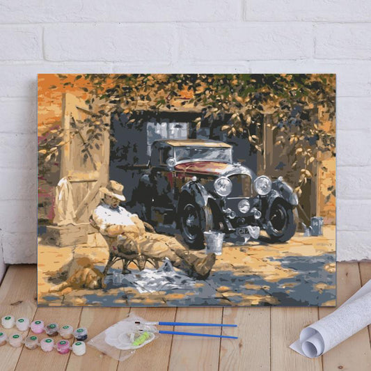 Vintage Car Workshop - 40x50 cm paint by numbers kit