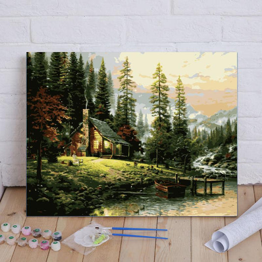 Forest Cabin Retreat - 40x50 cm paint by numbers kit