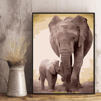 Elephant Mother and Calf - 40x50 cm paint by numbers kit