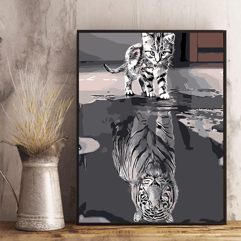 Kitten Tiger Reflection - 40x50 cm paint by numbers kit