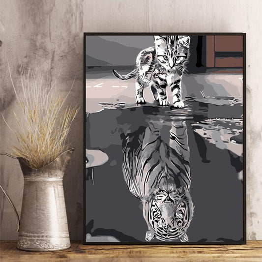 Kitten Tiger Reflection - 40x50 cm paint by numbers kit