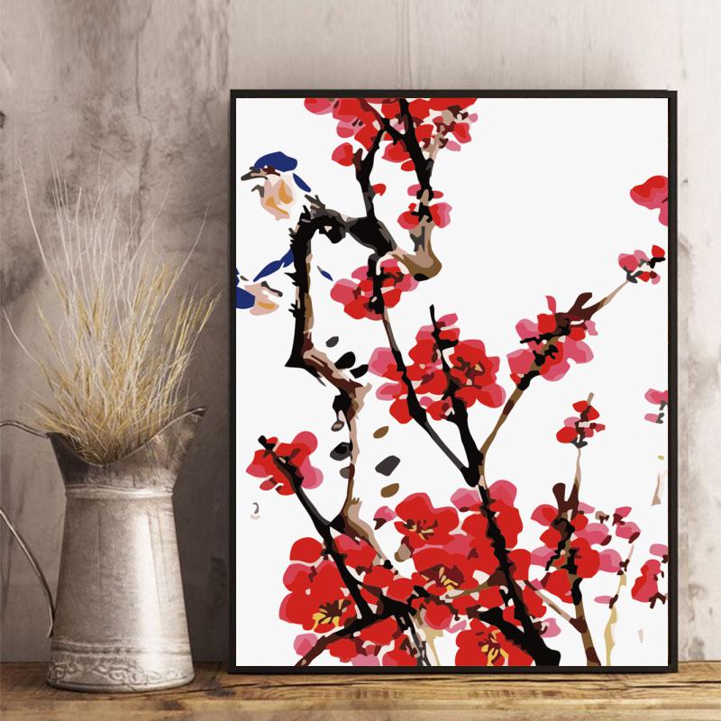 Red Blossom Branches - 40x50 cm paint by numbers kit