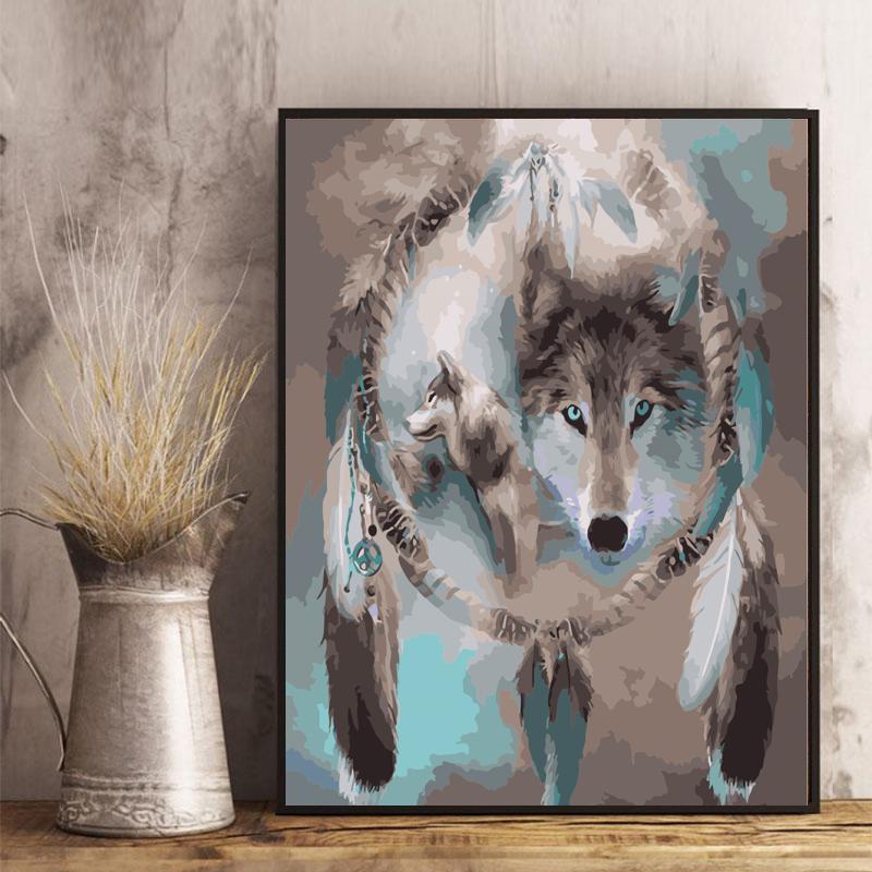Spirit Wolf Dreamcatcher - 40x50 cm paint by numbers kit