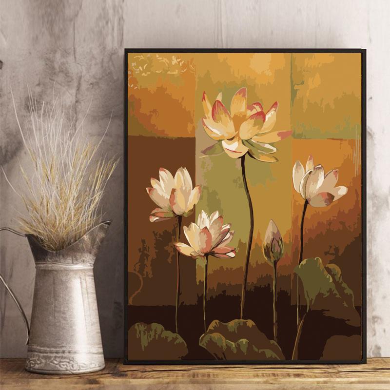 Golden Lotus Blossoms - 40x50 cm paint by numbers kit