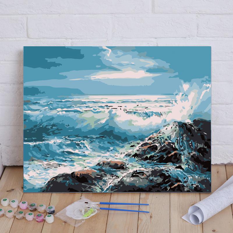 Ocean Waves on Rocks - 40x50 cm paint by numbers kit