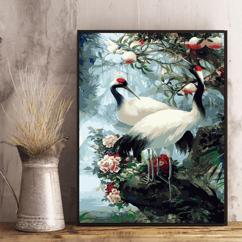 Red Crowned Cranes - 40x50 cm paint by numbers kit
