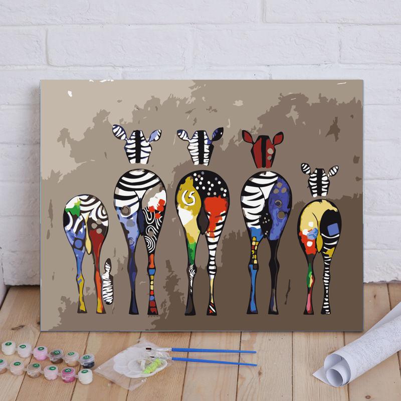Colorful Zebra Family - 40x50 cm paint by numbers kit